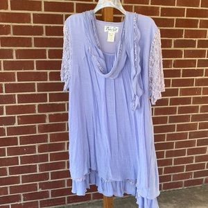 NWOT - Lady Noiz - Long Tunic - Sheer Short Lace Sleeves - Size: 2XL